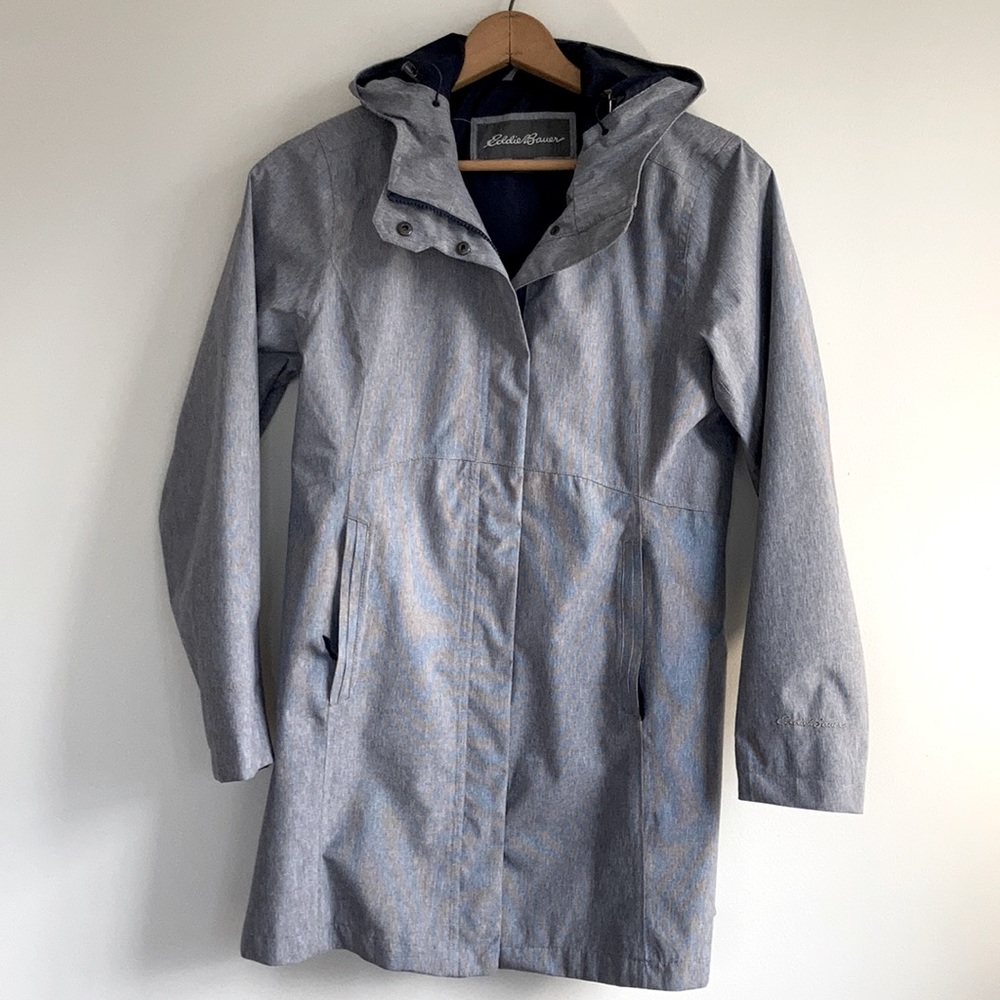 LIKE NEW Eddie Bauer Weatheredge hooded full zip rain coat